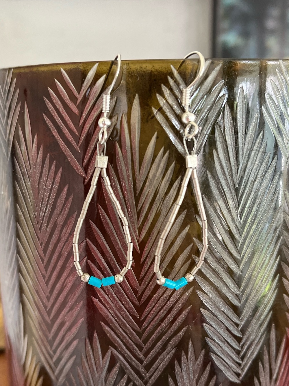 Sterling Silver Silver Turquoise Bead Earrings